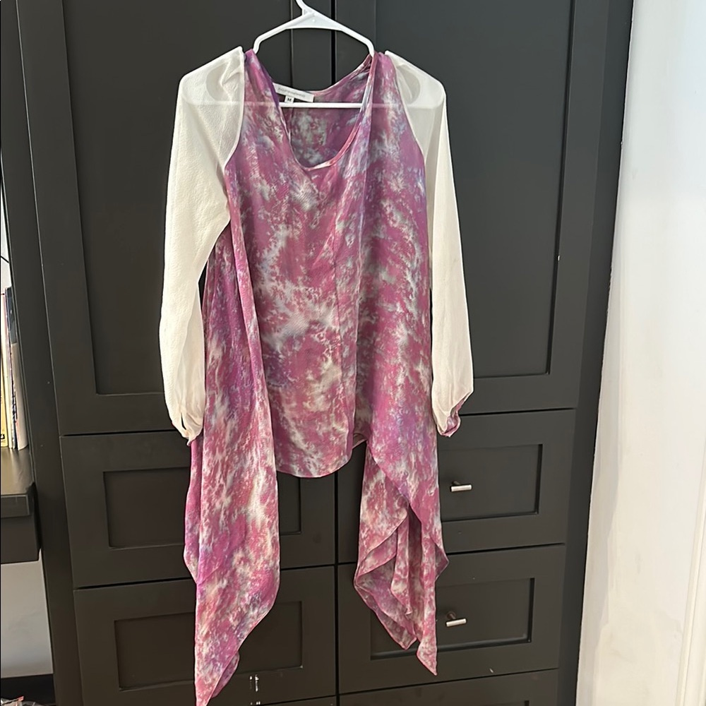 Pink and White Tie-Dye Blouse